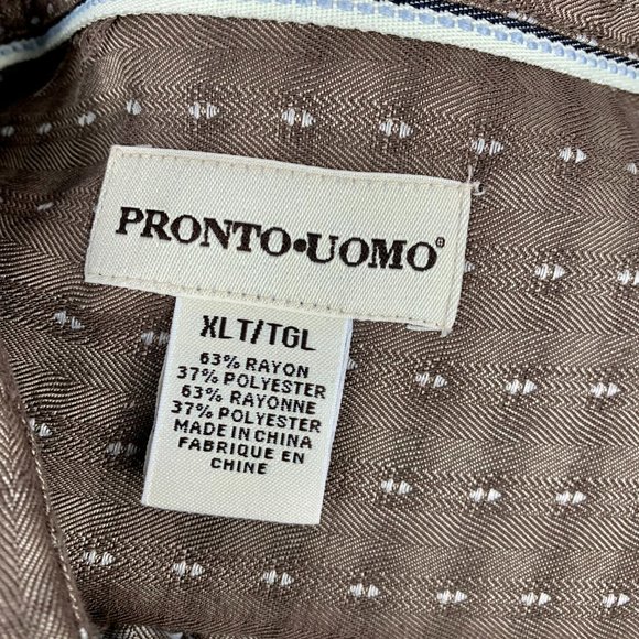 2/$25 - PRONTO UOMO Brown Soft Short Sleeve Buttoned Shirt - Picture 7 of 7